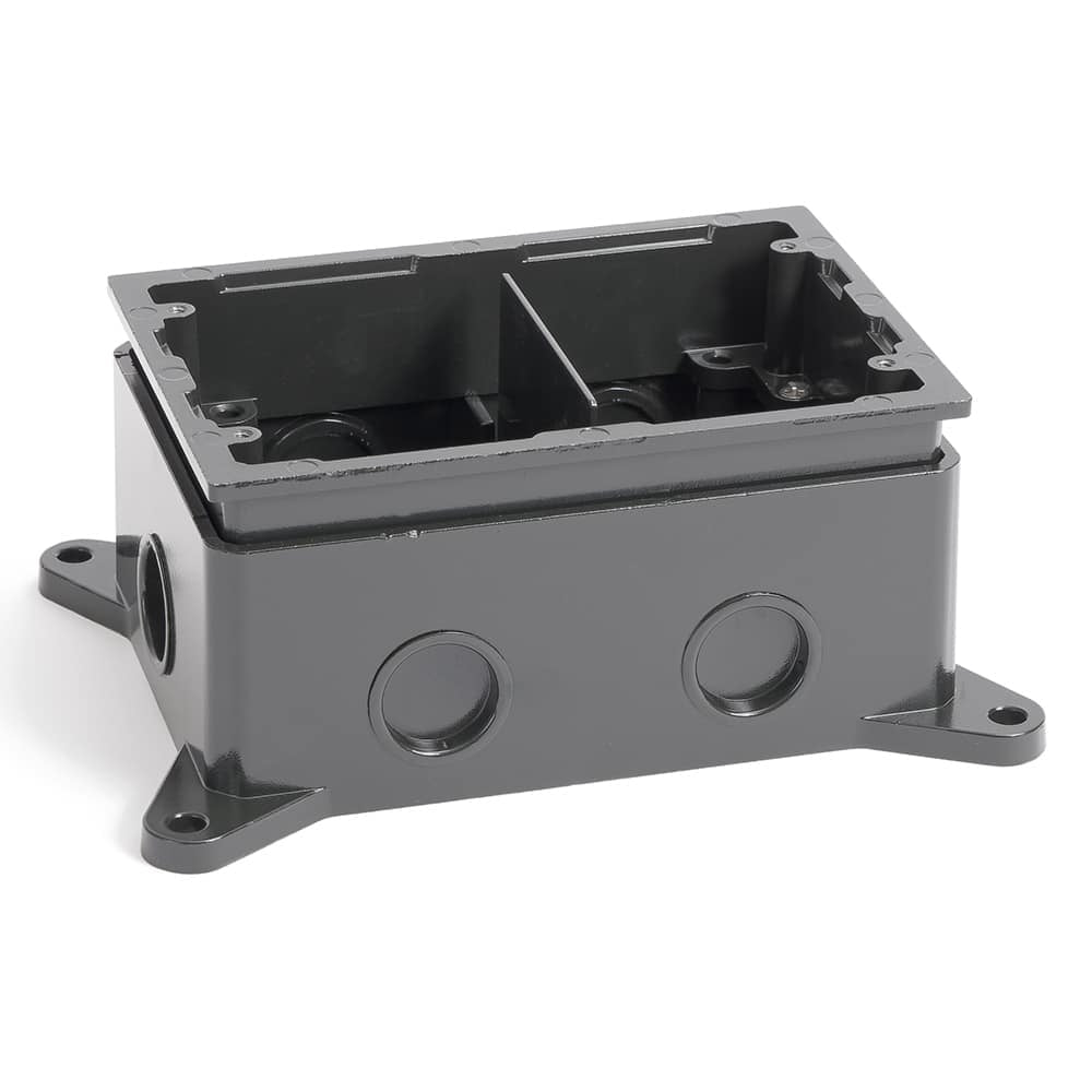 Dual Gang Deep Concrete Floor Box, Cast Aluminum, Fully-Adjustable