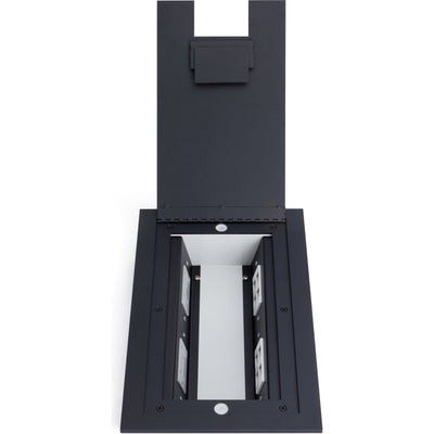 Lew Electric 4200 Recessed Floor Box for Concrete or Wood, Hinged Lid, 4 Decora, Black