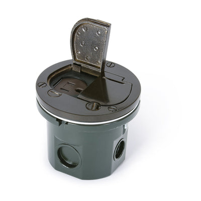 Lew Electric 812-DA-DFP-DB Round Flush Floor Power Box Flip Lids, Bronze
