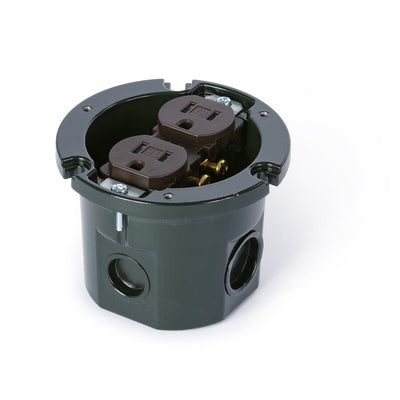 Lew Electric 812-DA Round Flush Floor Box, Duplex Outlet, No Cover