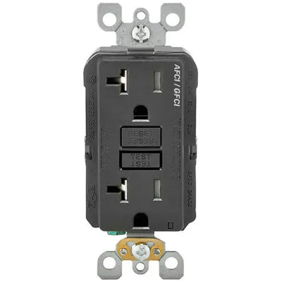 Leviton AGTR2-114-00E Amp AFCI and GFCI Dual Function Outlet, TR, Black