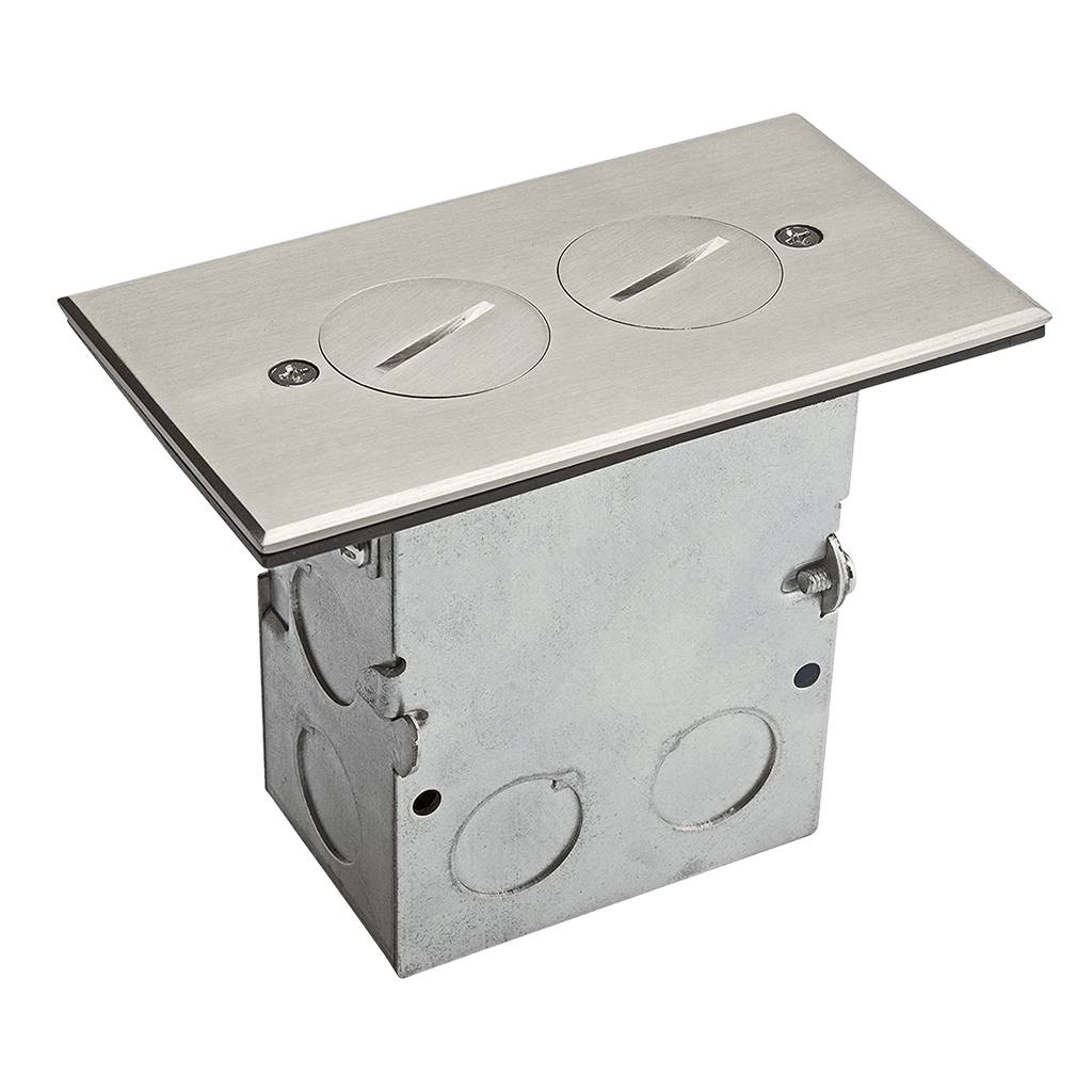 Enerlites 975506-S One-Gang Floor Box 20A Kit w/ Screw Plug Cover Stainless