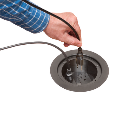 Arlington FLBC5570BL Round Concrete Floor Box, 4 Power, Black