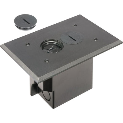 Arlington FLBR101BL Rectangle Floor Box Outlet, Screw Plugs, Black Cover