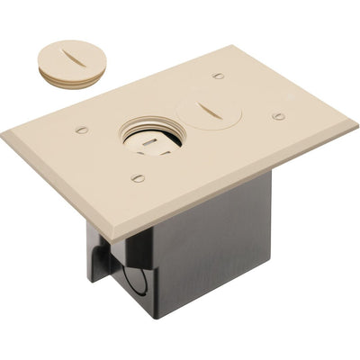Arlington FLBR101LA Rectangle Floor Box Outlet, Screw Plugs, Light Almond Cover