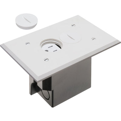 Arlington FLBR101W Rectangle Floor Box Outlet, Screw Plugs, White Cover