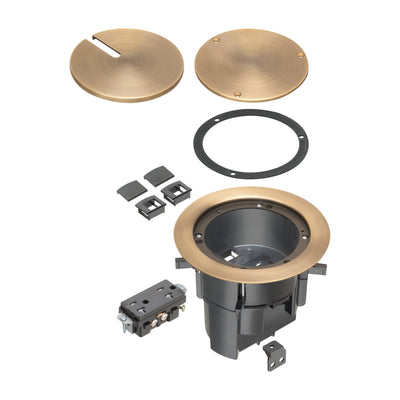 FLBR5420AB Recessed Power and Data Round Floor Box, Antique Bronze