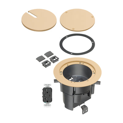 Recessed Power, USB-A/C Charging, and Data Round Floor Box, Light Almond