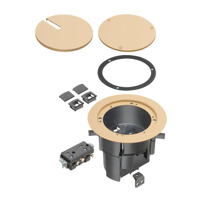 Arlington FLBR5420LA Recessed Power and Data Round Floor Box, Light Almond