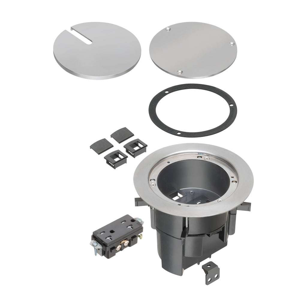 FLBR5420NL Recessed Power and Data Round Floor Box, Nickel