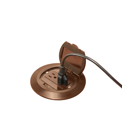 Arlington FLBR6500BR Round Floor Power Box w/ Flip Lid, Brown