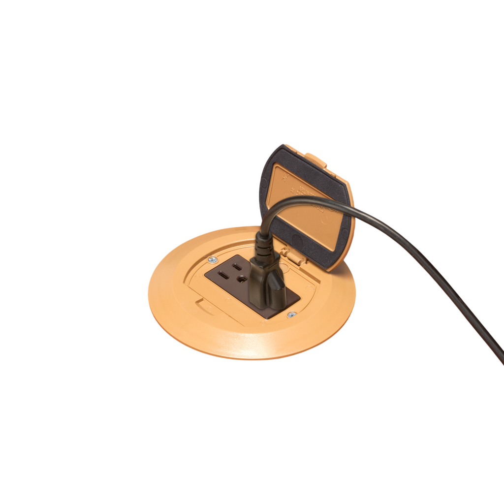 Arlington FLBR6500CA Round Floor Power Box w/ Flip Lid, Caramel