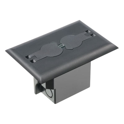 Arlington FLBRF101BL Rectangle Floor Box Outlet, Flip Lids, Black Cover