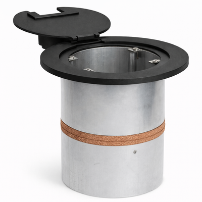 8" Round Poke Thru Core Drill Flush Box, 9 Power, 8 Keystones, Black