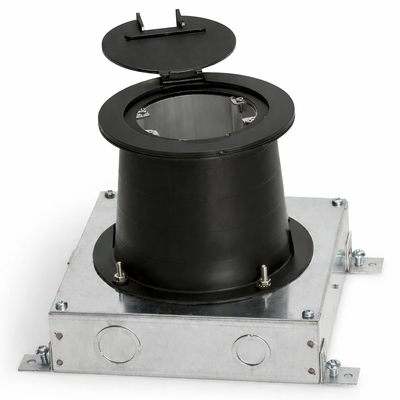 4" Round Concrete Pour Flush Floor Box, Recessed, 2 Holes - Black