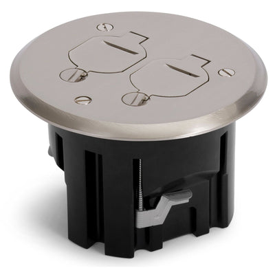 Lew Electric PBR1-FPNS 1 Duplex Round Plastic Floor Box, Flip - Nickel