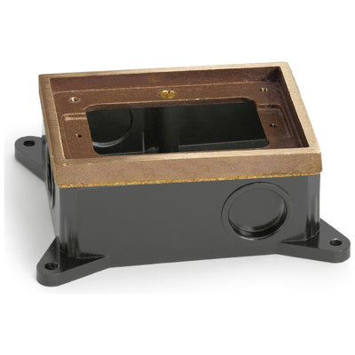 Lew Electric 1 Gang Shallow Concrete Floor Box Semi-Adjustable, Brass