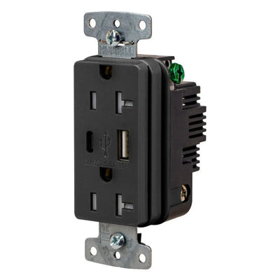 Hubbell USB20ACBK USB-A/C 3.1 Amp USB Charging Ports Wall Outlet, Black