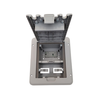 Deck Power Grommet, Duplex Outlet, Weatherproof Electrical Box - Gray