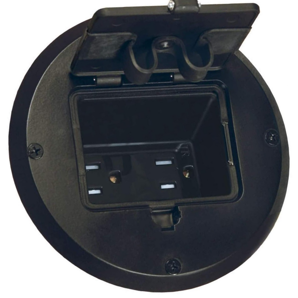 Hubbell RF515BK Recessed Receptacle Round Floor Box, Black