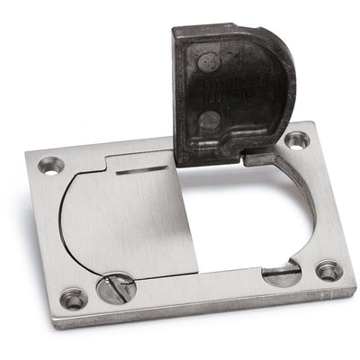 Lew Electric 6304-DFB-LR-A 2 Flip Lid Duplex 1100 Box Cover, Aluminum