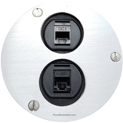 Showing 2 Cat6 connections with aluminum cover