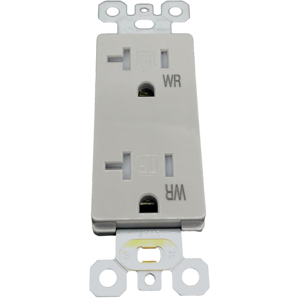 20 Amp Decora Duplex Outlet, WR, TR, Gray