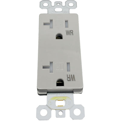 20 Amp Decora Duplex Outlet, WR, TR, Gray