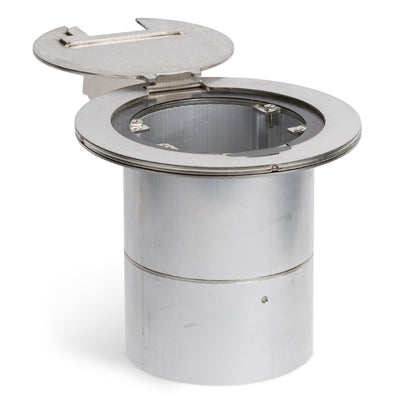 Round Poke Thru Recessed Floor Box, 2 Power, 6 Keystones, Stainless