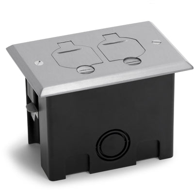 Lew Electric PB1-FPA 1 Duplex Plastic Floor Box w/ Flip Lids, Aluminum