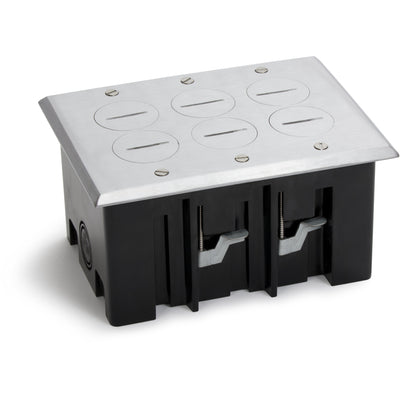 Lew Electric PB3-SPA 3 Duplex Plastic Floor Box, Screw Plugs, Aluminum