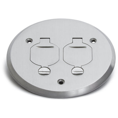 1 Duplex Flip Lid Round Cover for PBR-1 Floor Box - Aluminum