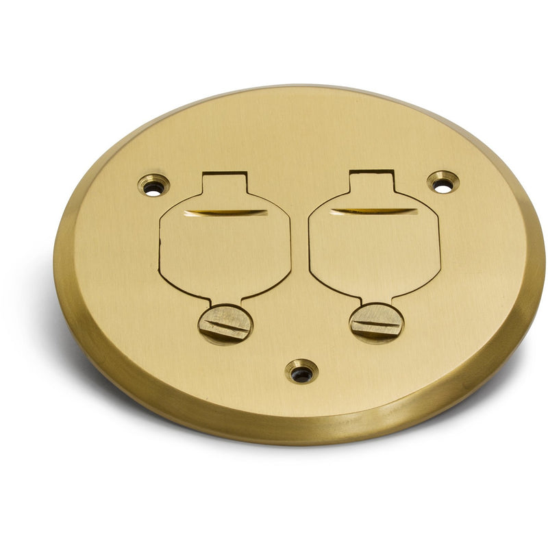 Showing Lew Electric Floor Box Lid Cover Closed - Brass