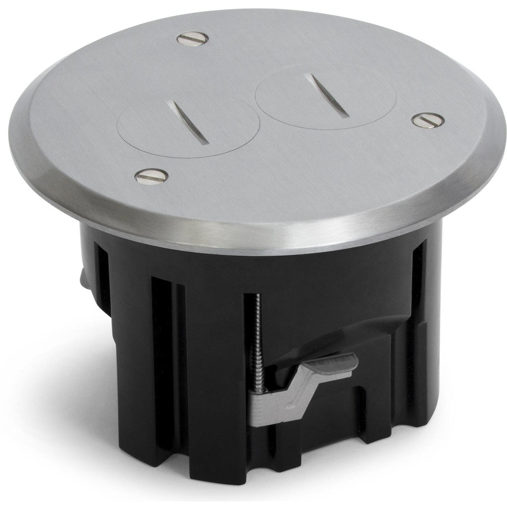 Lew Electric PBR1-SPA 1 Duplex Round Plastic Floor Box, Plugs, Aluminum