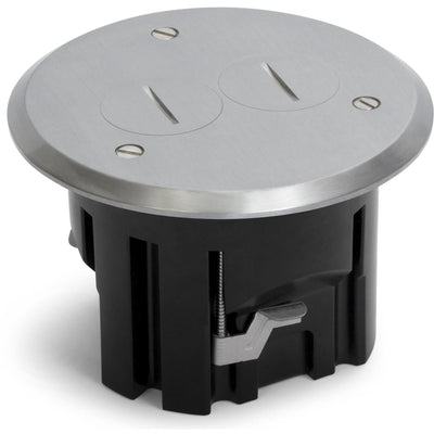 Lew Electric PBR1-SPA 1 Duplex Round Plastic Floor Box, Plugs, Aluminum