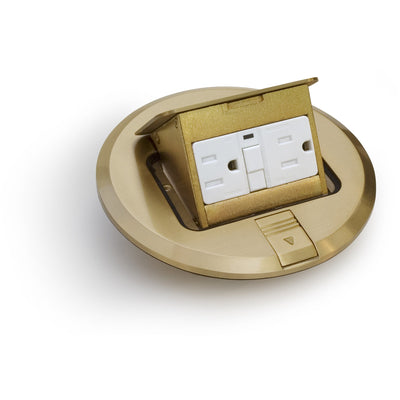 Lew Electric PUFP-B Pop Up Floor Box, 15A GFCI Outlet, No Box, Brass