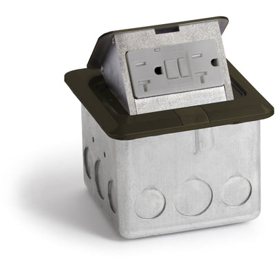 Pop Up Dark Bronze Floor Box, 20A GFCI 2 Power Outlet