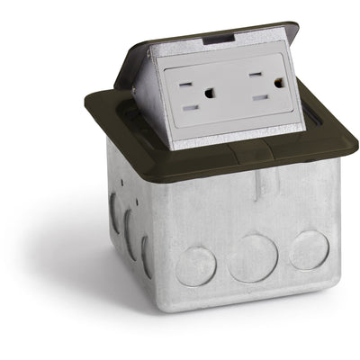 Pop Up Dark Bronze Floor Box with 15A TR 2 Power Outlet