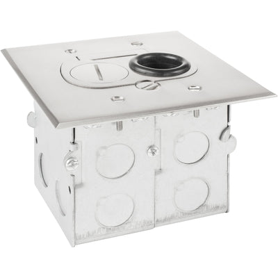 Lew Electric RCFB-1-NS Concealed Plug Floor Box, One Duplex, Nickel