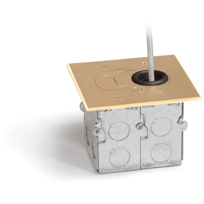 Lew Electric RCFB-1 Concealed Plug Floor Box, One 15A Duplex, Brass