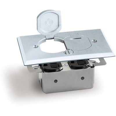 Lew Electric RRP-2-LR-A 1 Duplex Floor Plate Flip Lids No Box Aluminum