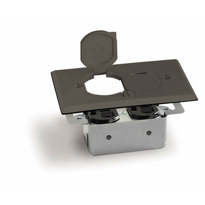 Lew Electric RRP-2-LR-DB 1 Duplex Floor Plate Flip Lids No Box, Bronze