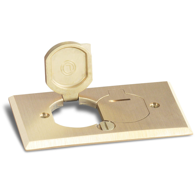 ENERLITES Nickel Plated Brass Flip Lid Cover Floor Box Kit Includes 20A Tamper-Weather Resistant Duplex Receptacle Outlet, 1- Gang Junction Box, Watertight Gaskets, UL Listed, 975507-S