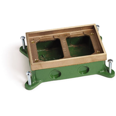 Lew Electric SH-6262-58 2 Gang Shallow Concrete Floor Box, Brass