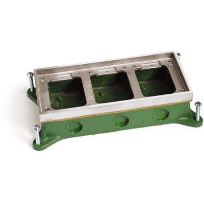 Lew Electric SH-6263-58-A 3 Gang Shallow Concrete Floor Box, Aluminum