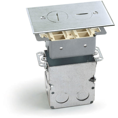 SWB-2-T-A Keystone Floor Plate with Back Box, Screw Plugs, Aluminum