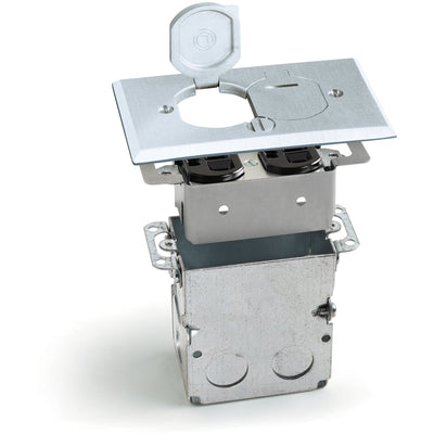 Lew Electric SWB-2-LR-A Duplex Floor Plate, Flip Lids, Box, Aluminum