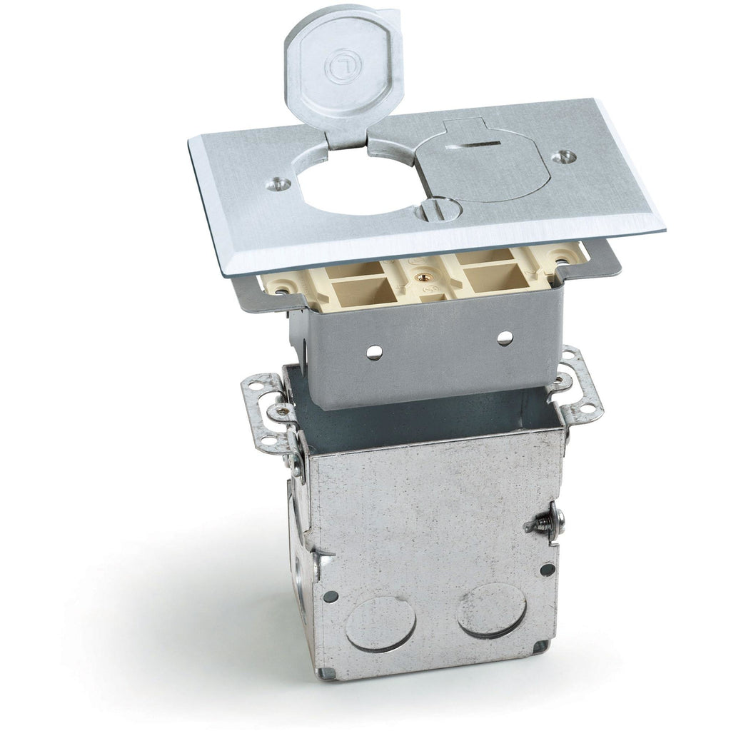 SWB-2-LR-A-T Keystone Floor Plate with Back Box, Flip Lids, Aluminum