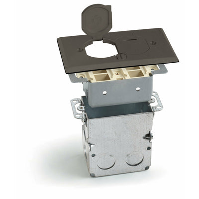 SWB-2-LR-DB-T Keystone Floor Plate with Back Box, Flip Lids, Dark Bronze