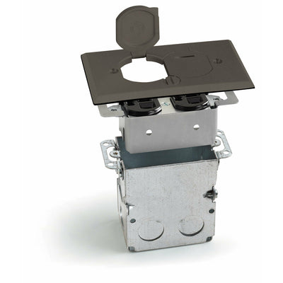 Lew Electric SWB-2-LR-DB Duplex Floor Plate, Flip Lids, Box, Bronze